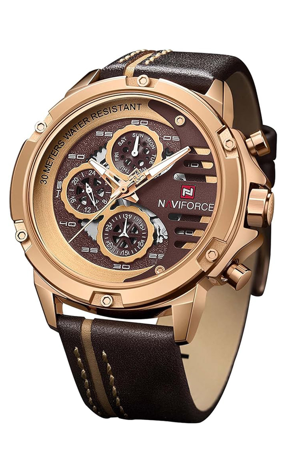 Sport Watches for Men Waterproof Watch Analog Quartz Leather Band